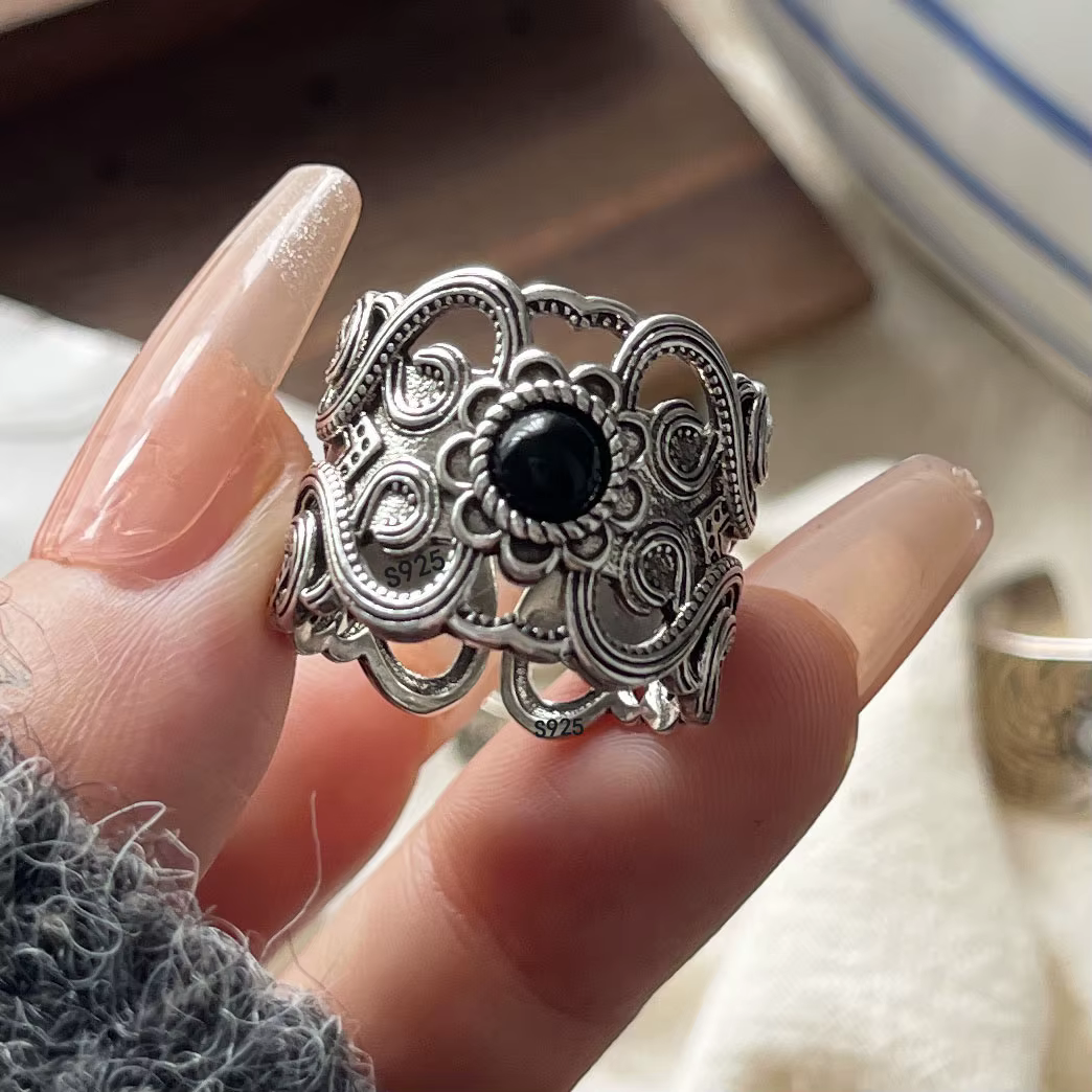 Bagues en argent Sterling 925 pour femmes, bijoux fins géométriques, réglables, simples, larges, pie