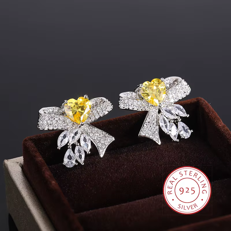 Boucles d'oreilles plaquées argent 925 pour femmes, Boucles d'oreilles luxueuses, Shiny, Uto, AA, Ja