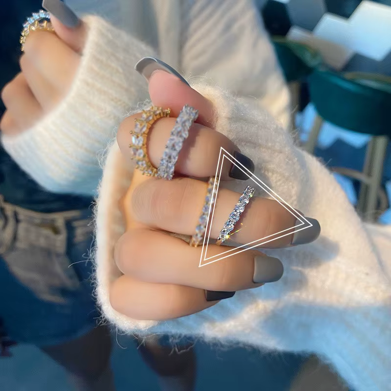 ANENJERY – bague en Zircon pour femmes, couleur argent, brillante, exquise, vente en gros