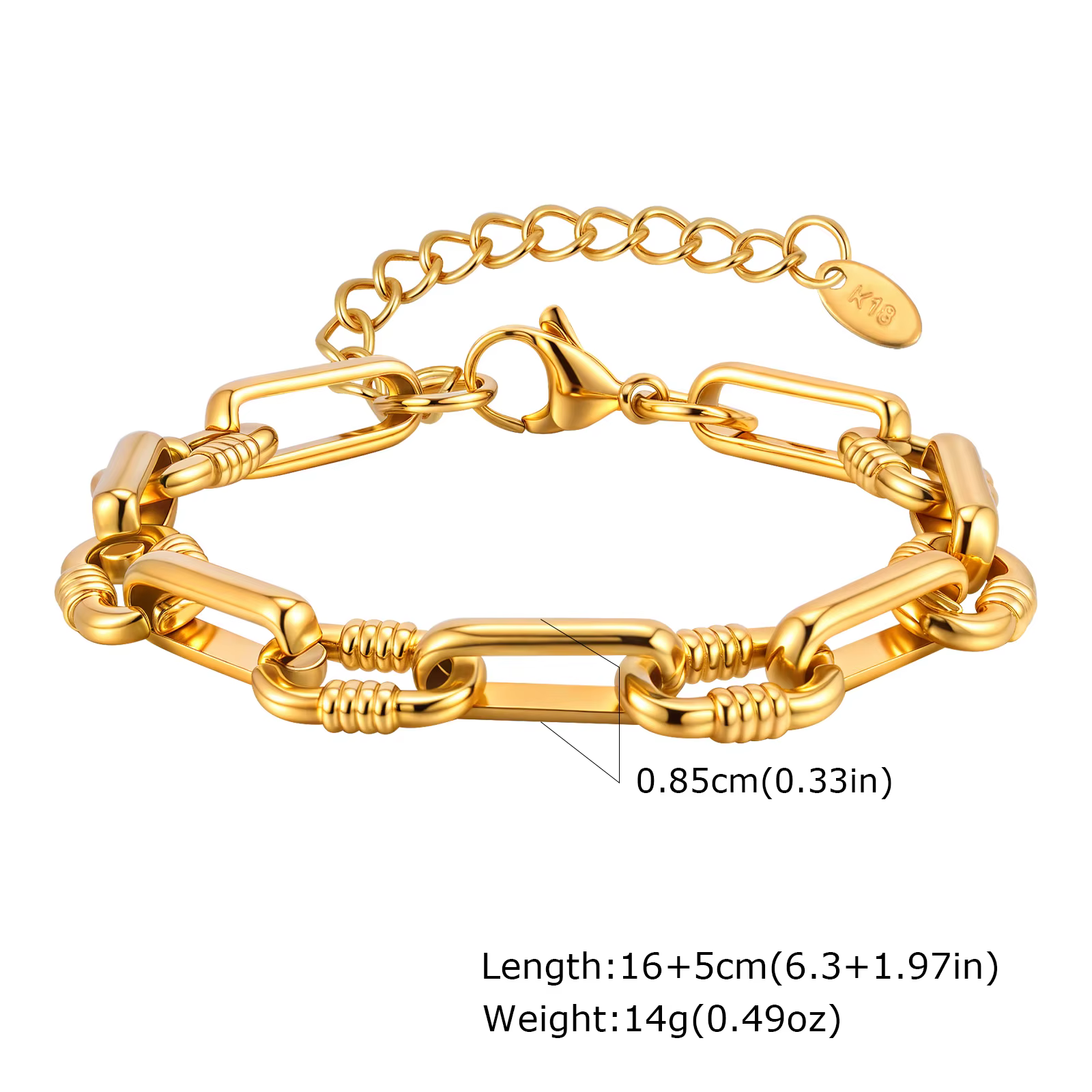 Femme acier inoxydable chaîne Bracelets couleur or Simple délicat Bracelet gros Premium bijoux Brace