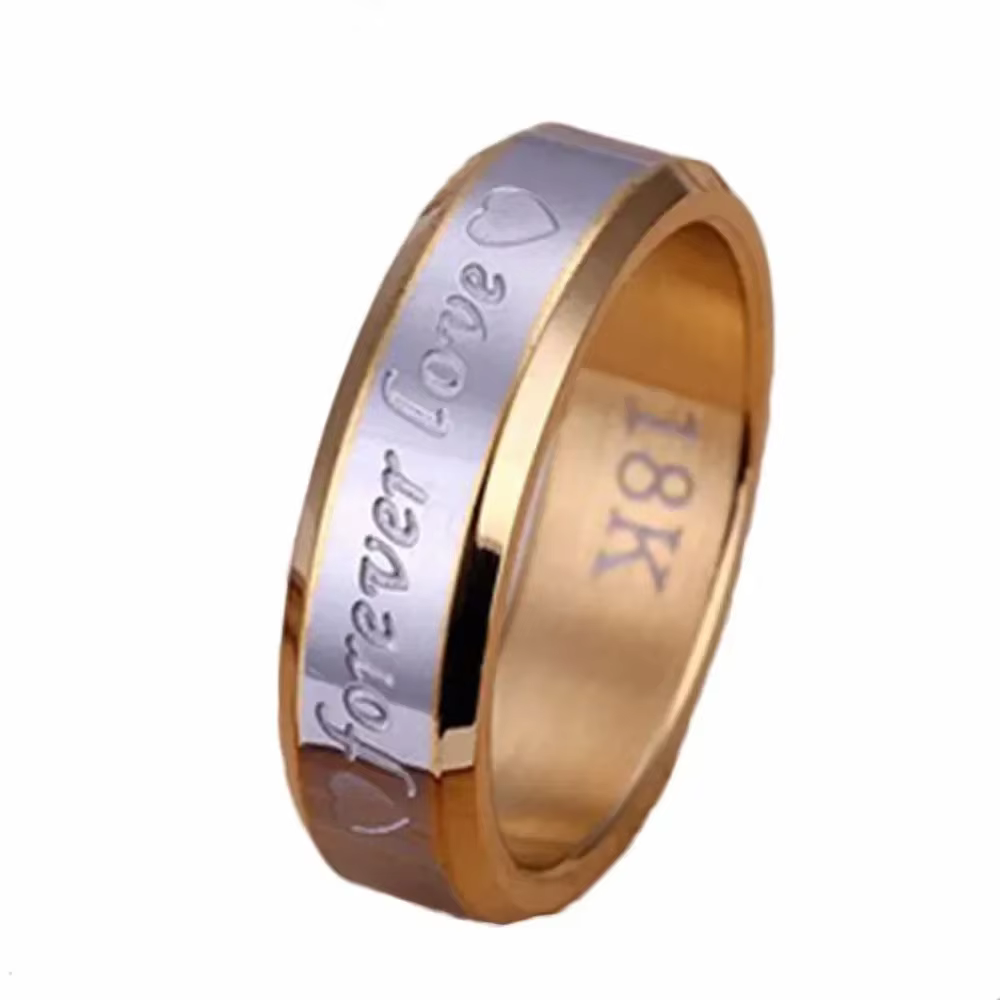 Bague de couple chic pour hommes et femmes, bijoux en acier plaqué or et argent, bague de fiançaille