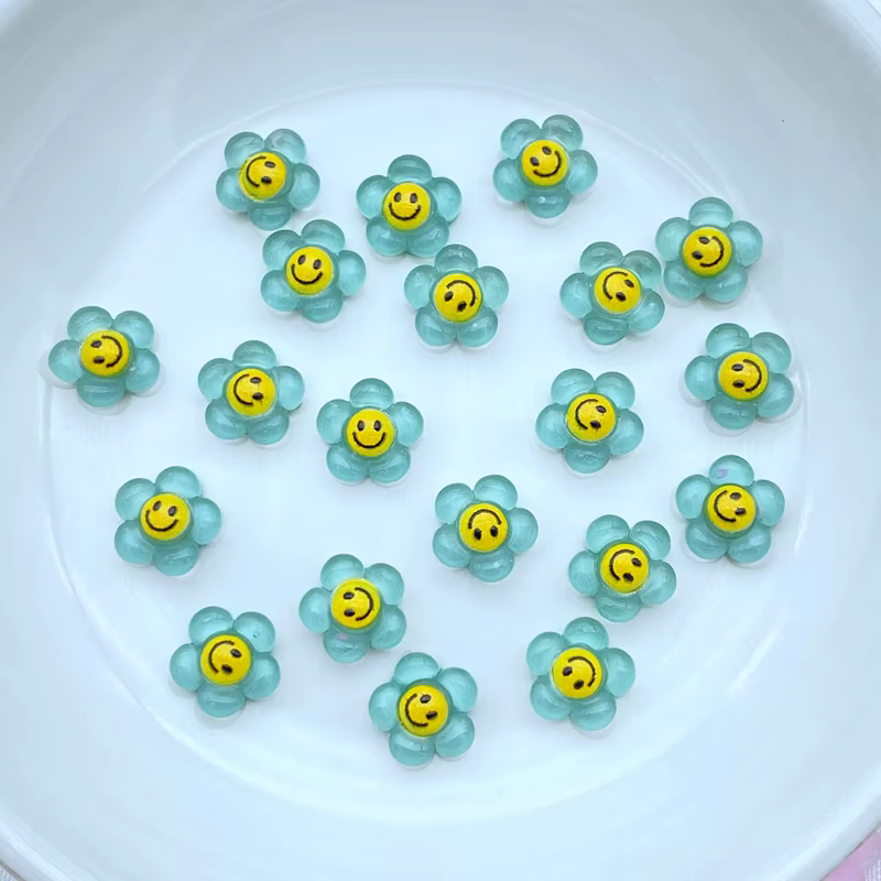 50 Pièces Nouvelles Figurines Mini Fleurs Mignonnes en Résine de 9 mm, Cabochons à Dos Plat pour Art