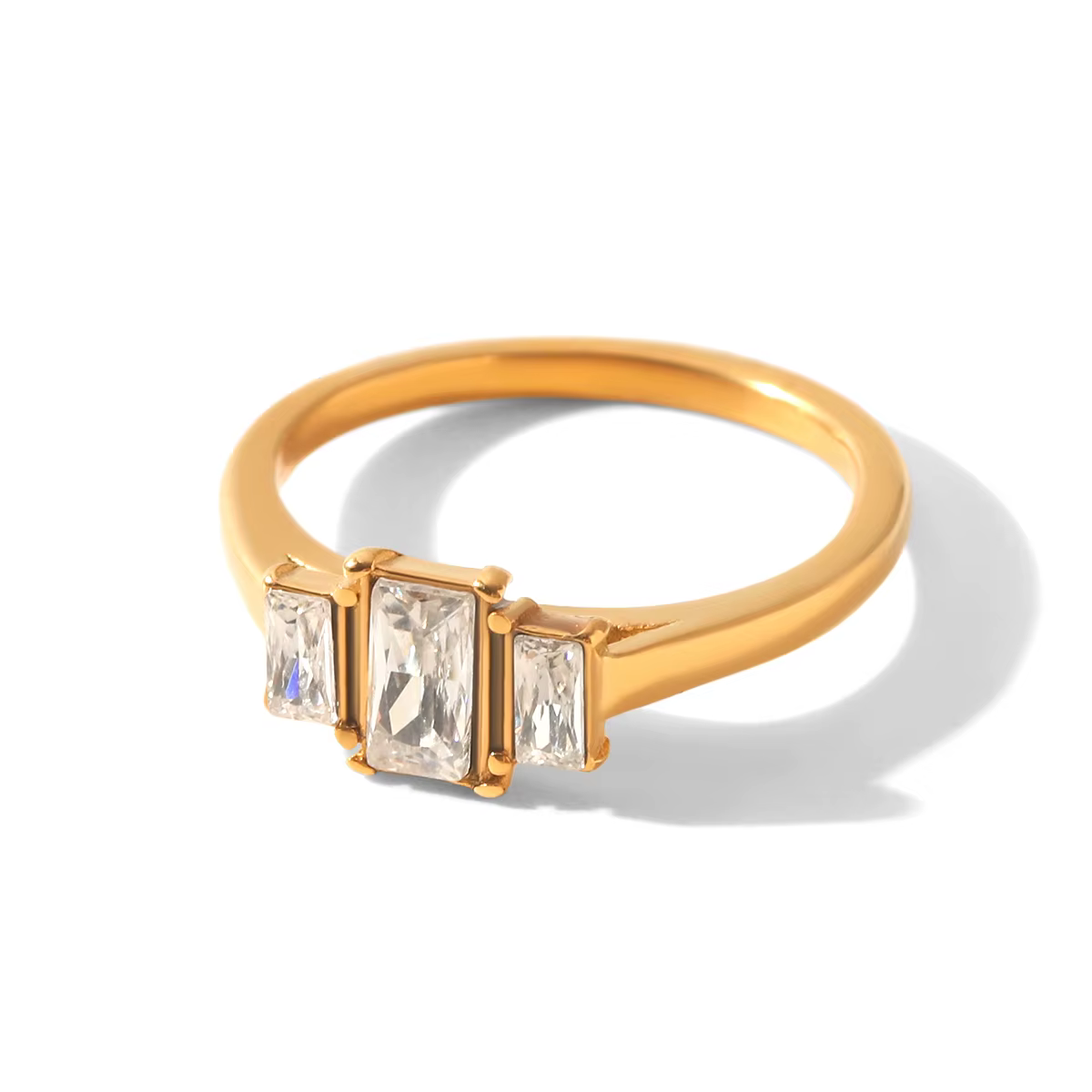 Bague torsadée en zircone cubique plaquée or 18 carats en acier inoxydable pour femme, délicate, min