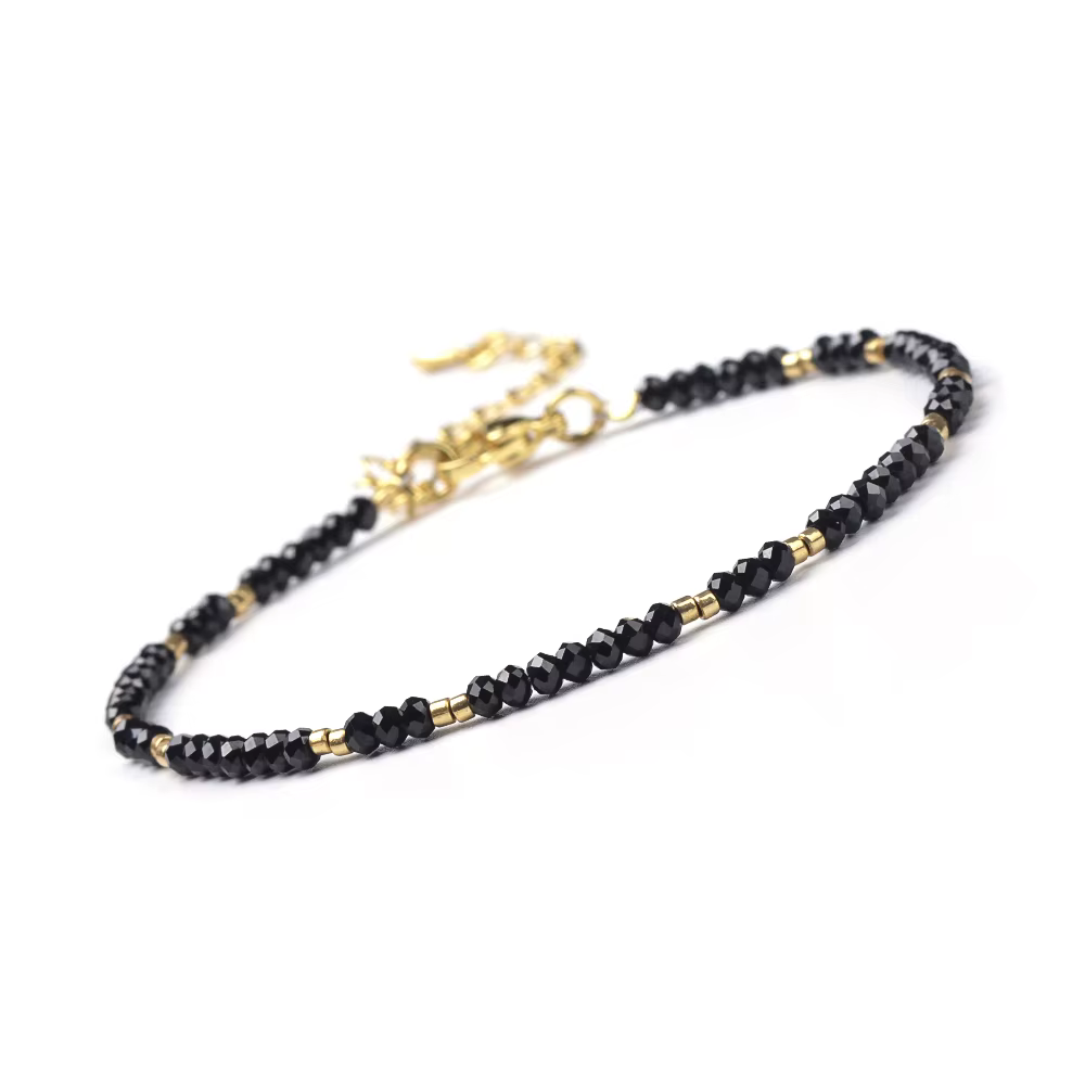 Bracelet Bohème en Pierres Naturelles Garnet et Pierre de Lune Facettées, Mini Perles et Perles de R