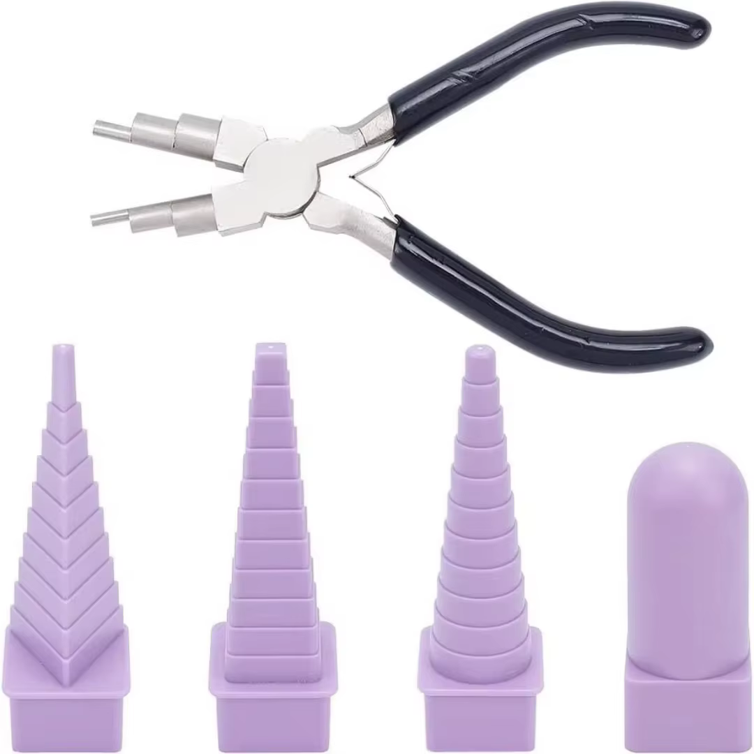 PHYHOO Ensemble de pinces à bijoux 5-en-1 avec mandrins, pinces de 5,9 po pour la fabrication de fer