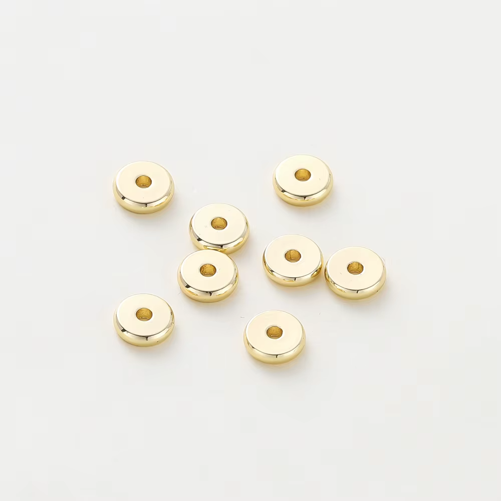 50 pcs/lot 14 K/18 K couleur or plaqué laiton 4mm 5mm 6mm perles d'espacement rondes perles de Brace