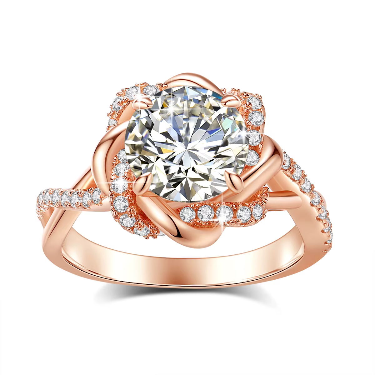 Bagues en moissanite à bande torsadée, plaquées or 18 carats, en argent sterling 925, bijoux de luxe