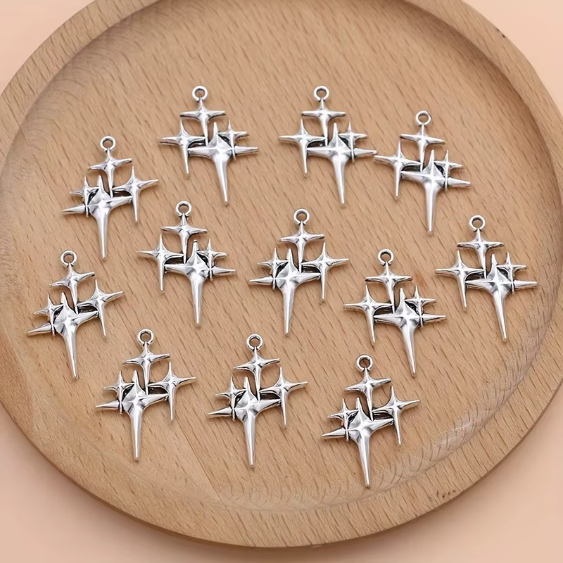 Breloques étoiles plaquées argent, pendentifs Polestar pour la fabrication de bijoux, accessoires de