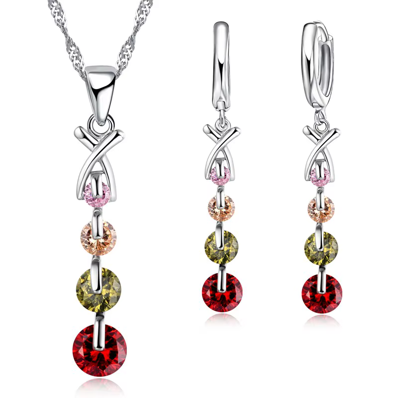 Ensemble de bijoux de mariée couleur argent Sterling 925, perles de bijoux à la mode, zircone cubiqu