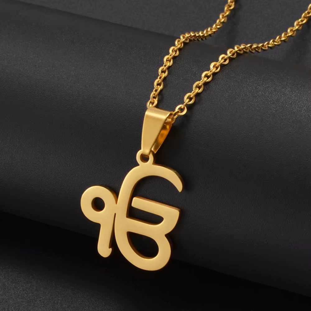 Anniyo 45CM Ik Onkar chaîne sikhisme symbole Religion Khanda pendentif colliers Sikkhi Sikh Punjab b