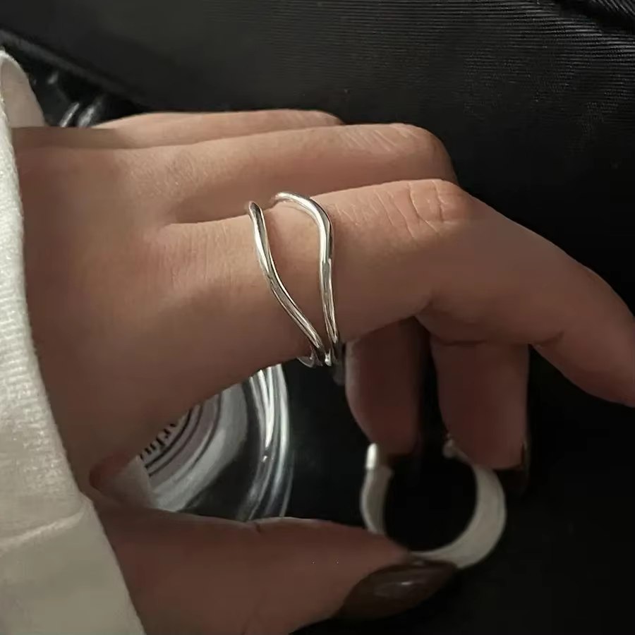 Bague multi-lignes en argent carillon pour femmes et filles, conception personnalisée, ouverture de 