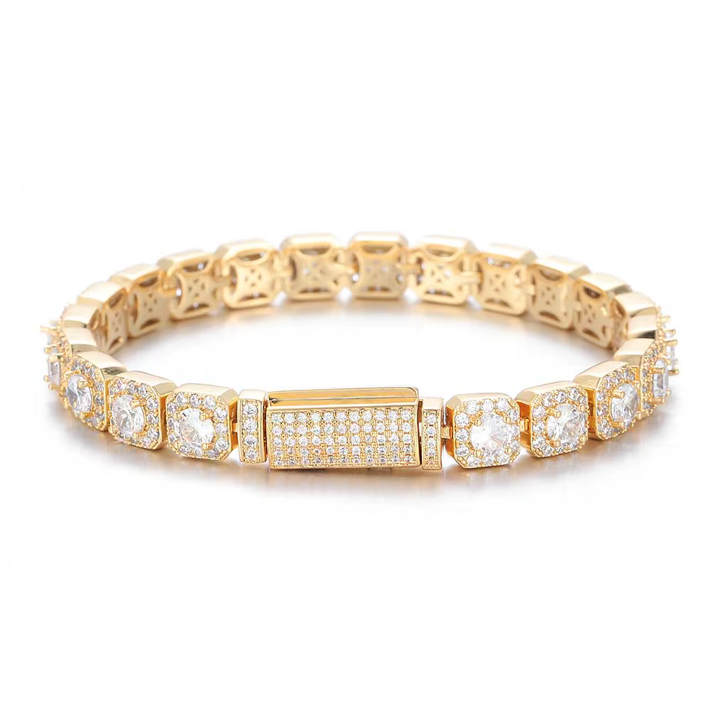 Bijoux Hip Hop, chaîne de Tennis glacée de 7mm, collier en Zircon scintillant, grappe de diamant pla