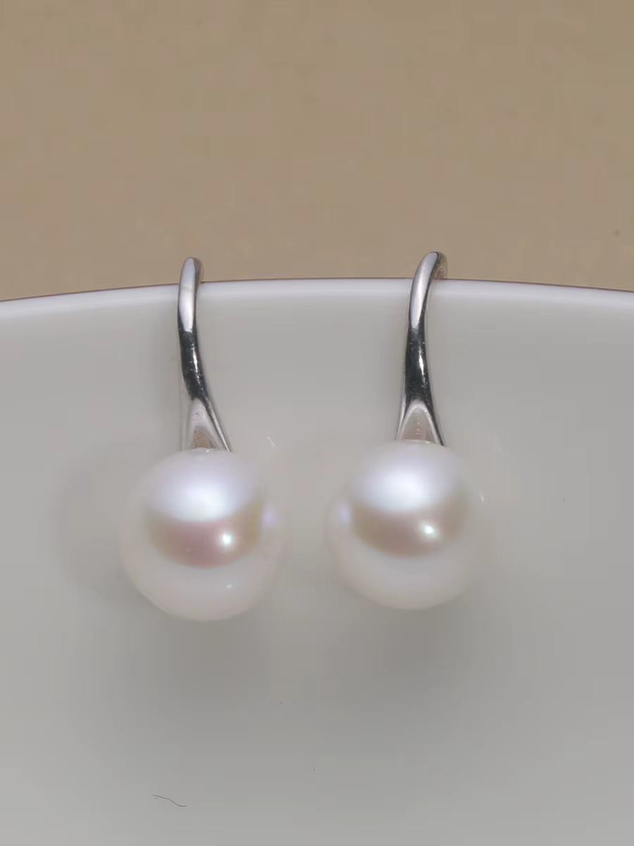 Boucles d'oreilles en argent sterling 925 Mareora avec perle d'eau douce naturelle ronde, bijoux en 