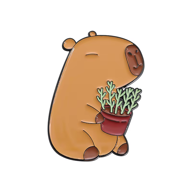 Épingles en émail DolDave Cartoon Capybara, broches créatives, plante, fleur, revers, vêtements, ins