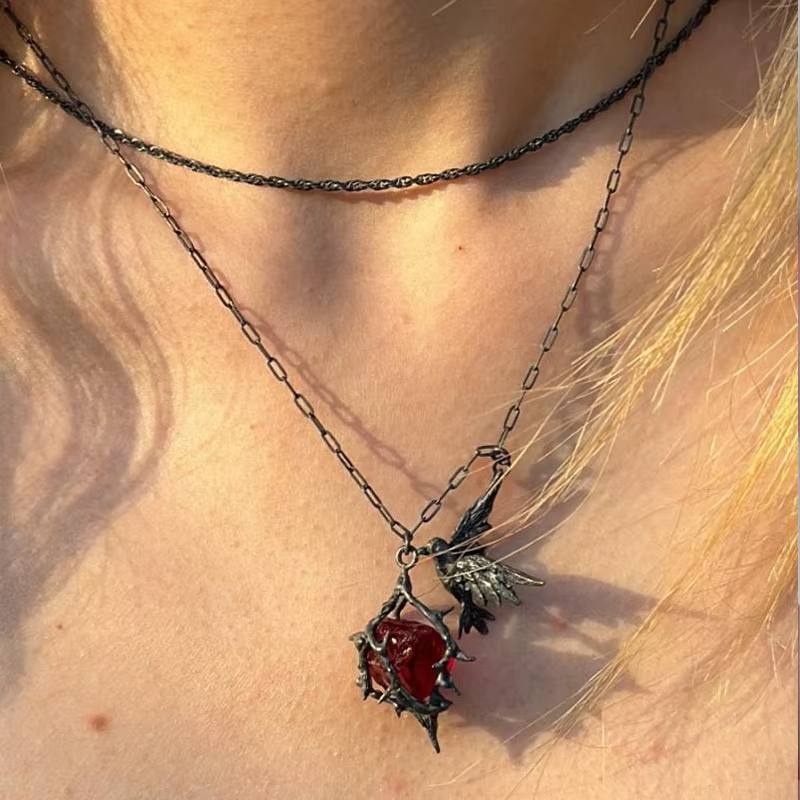 Collier gothique en forme de cœur d'épine pour hommes et femmes, accessoires de bijoux gothiques, pe