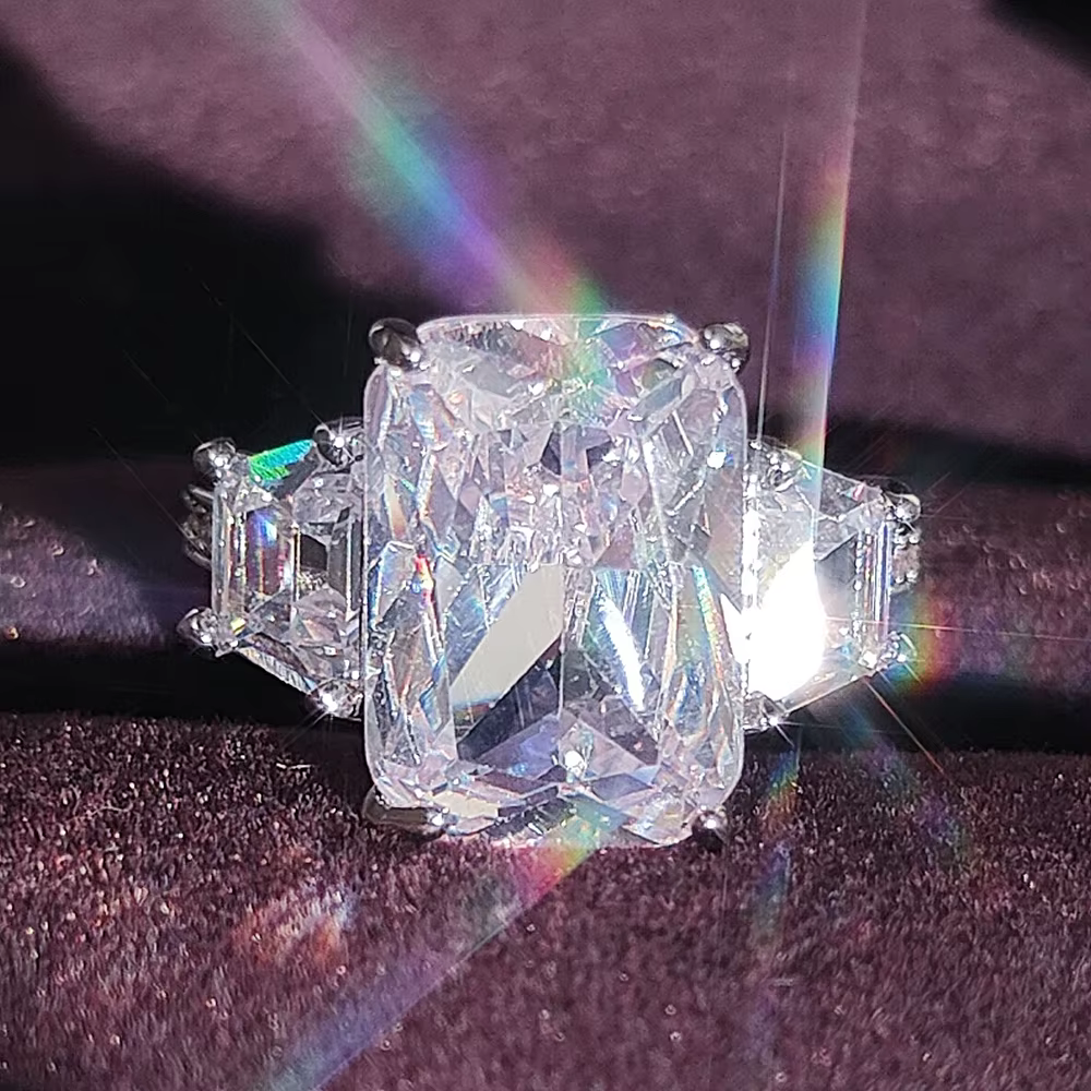 Bague de fiançailles rectangulaire de luxe pour femmes, cadeau d'anniversaire, bijoux, vente en gros