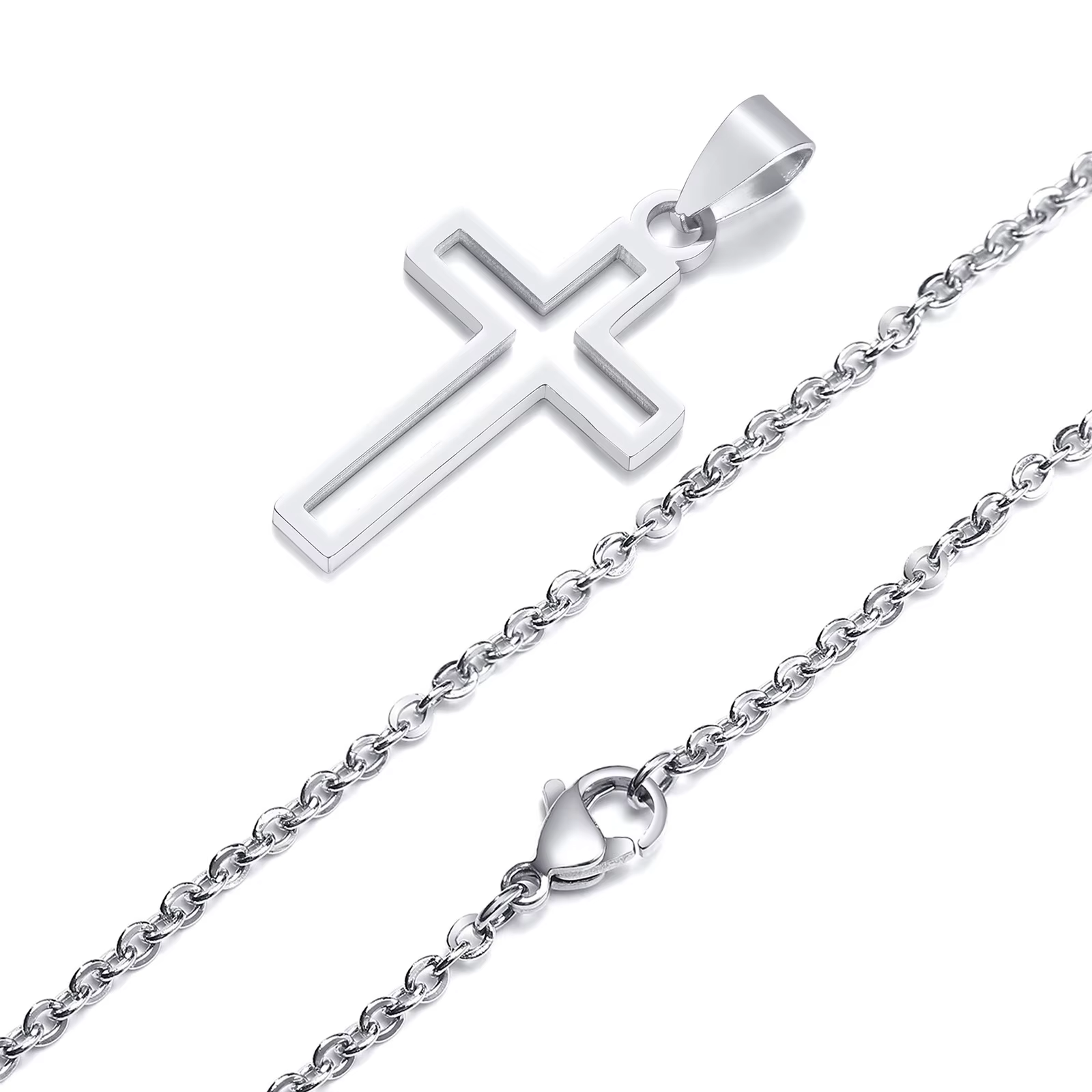 Colliers de la présidence de la croix découpée pour hommes, collier en acier inoxydable étanche, pen