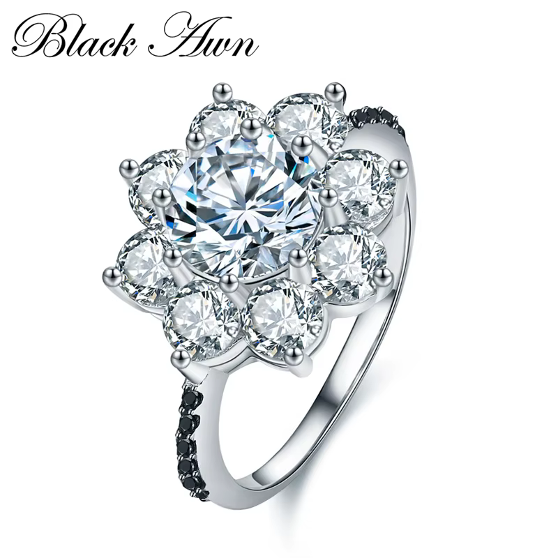 Noir Awn 2025 nouvelle mode anneaux pour femmes classique couleur argent ovale Bague de mariage Bijo