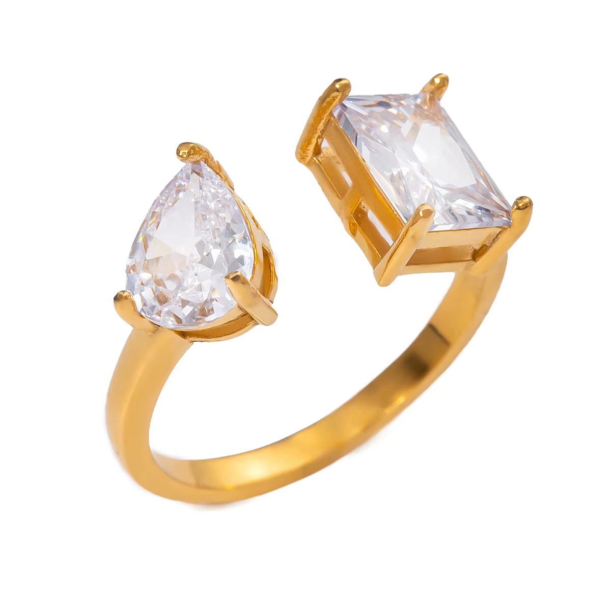 Yori – bague géométrique en acier inoxydable hélicoptère AAA pour femmes, zircone cubique, doré, bij