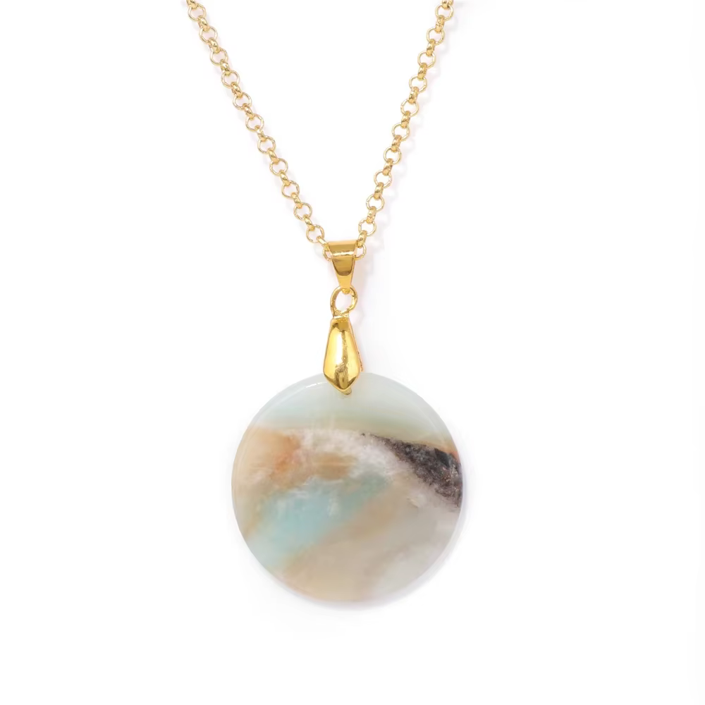 Collier pendentif en forme de tranche ronde pour hommes et femmes, Howlites, Colliers de la présiden