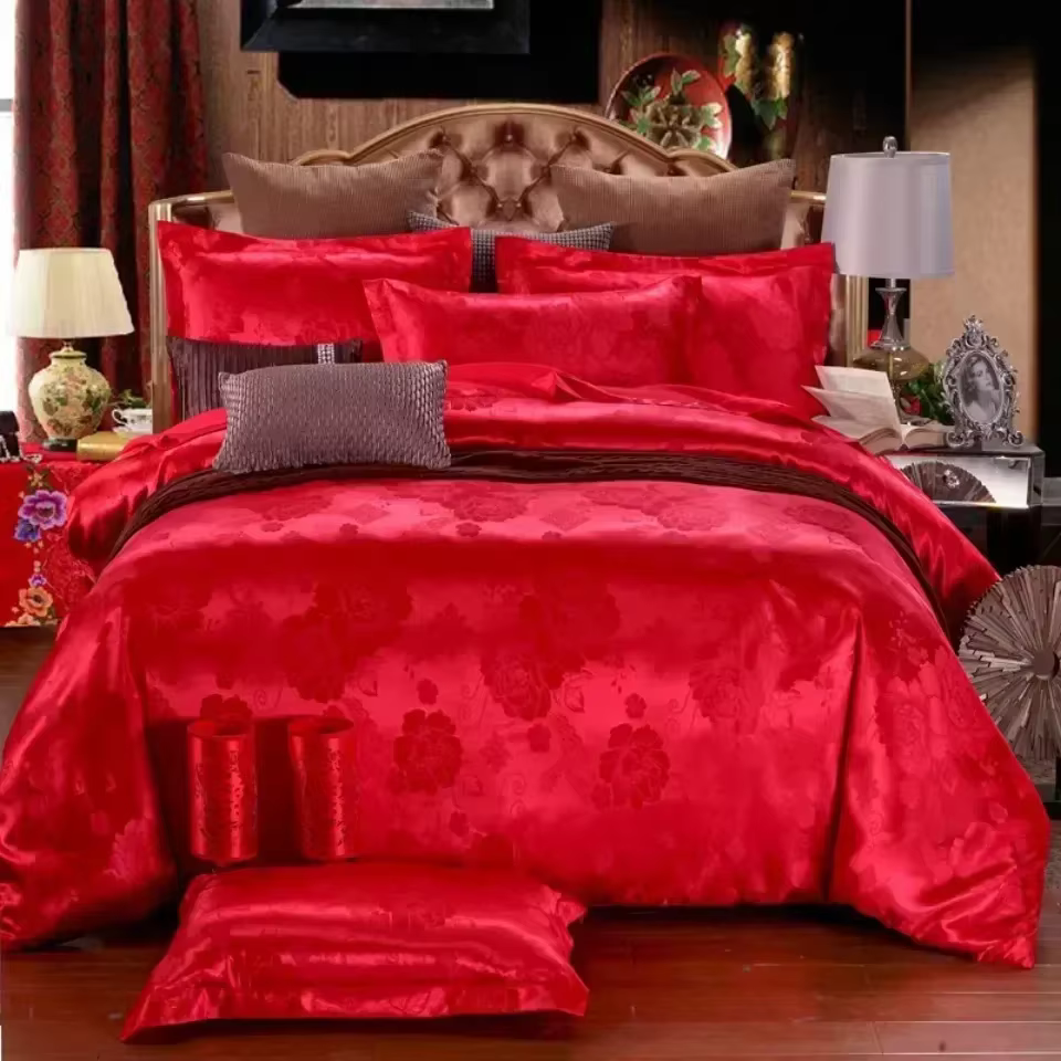 Parure de lit Jacquard King Size haut de gamme, ensemble de literie de luxe pour mariage européen, e