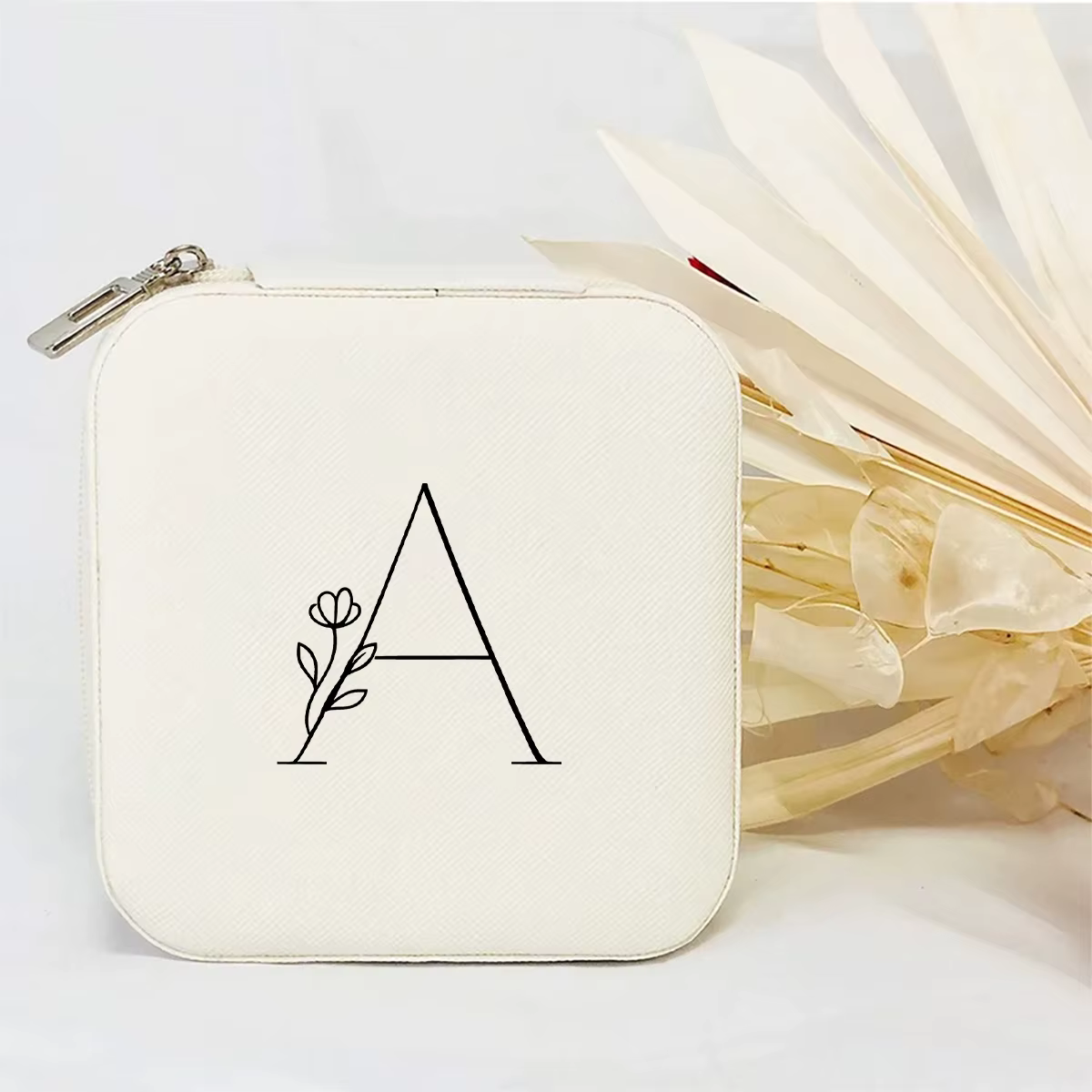 Boîte à bijoux en cuir PU avec fermeture éclair, boîte de rangement portable pour bagues, boucles d'