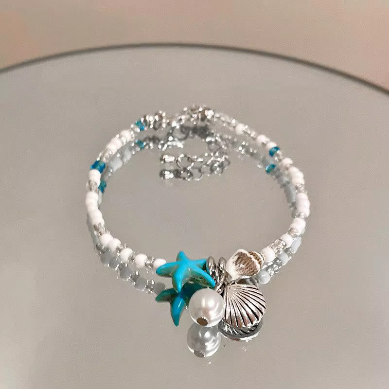 Bracelet en perles coquillages étoiles de mer, style bohème, pour femmes, bijoux de vacances d'été