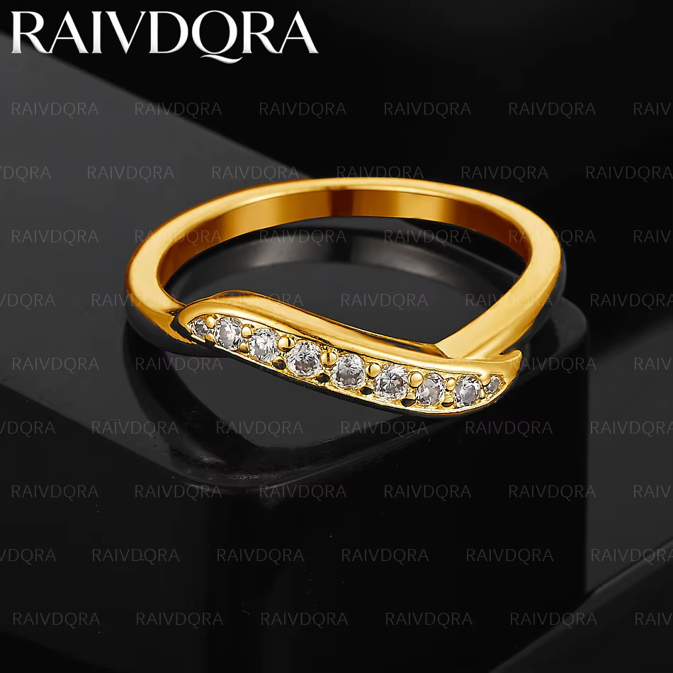Bague incurvée en zircone plaquée or 18 carats pour femmes, bijoux à la mode, charme Vintage, cadeau
