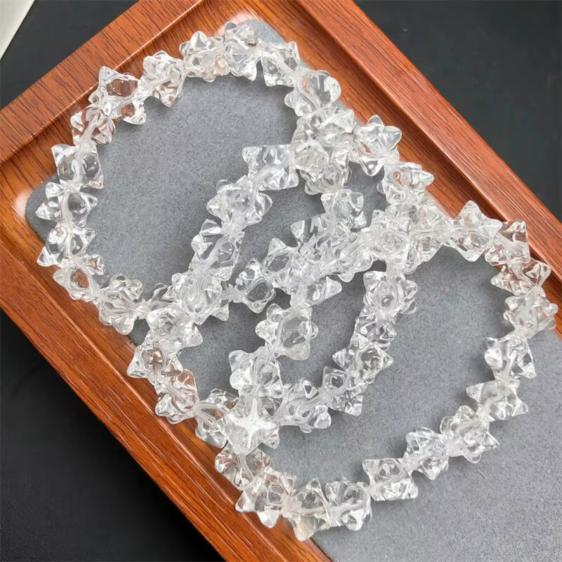 Bracelet Merkaba en Quartz Clair Naturel pour Femme, Bijoux en Pierres Précieuses, Clip de Guérison 