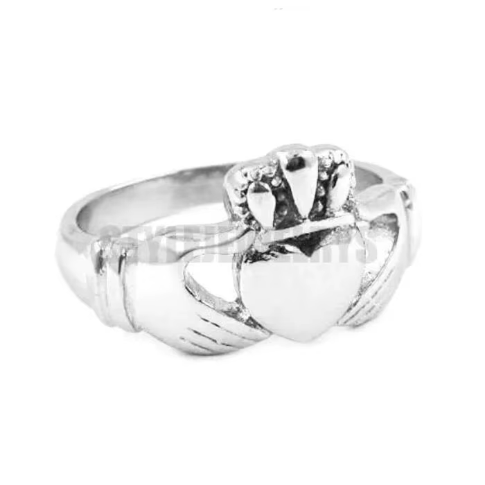 Claddagh Style main pour tenir un coeur avec couronne anneau en acier inoxydable bijoux celtique Bik