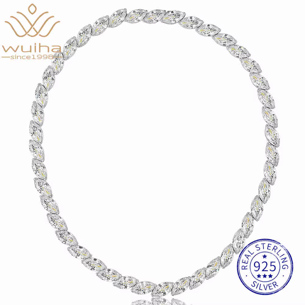 WUIHA 925 argent Sterling Marquise coupe saphir haute teneur en carbone diamants pierres précieuses 