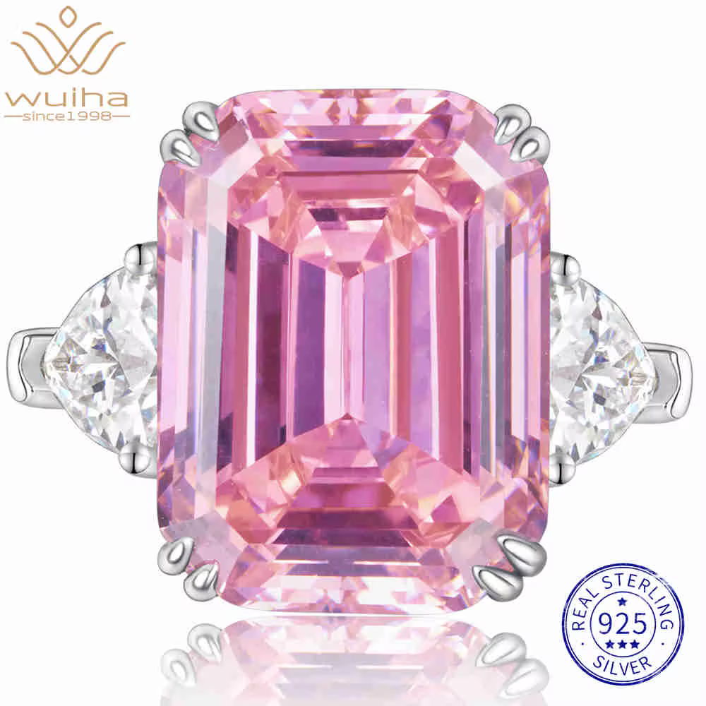 WUIHA Vintage 925 argent Sterling 12*16 MM laboratoire saphir haute teneur en carbone diamants pierr