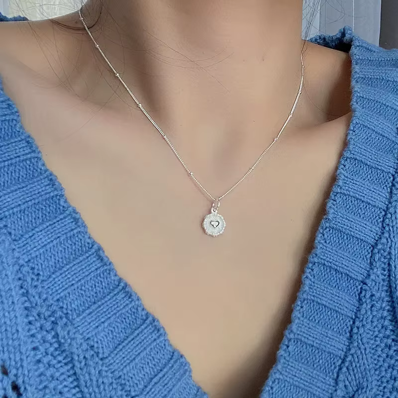 VENTFILLE – collier Rose à géométrie circulaire en argent 925, glaçure goutte, bijoux doux coréens, 