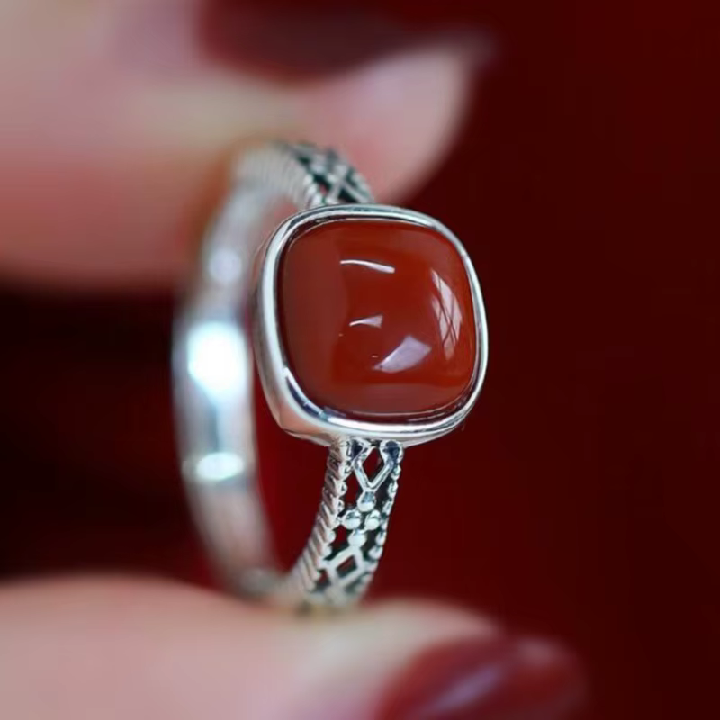 Nouvelle bague en argent sterling 925 avec pierre précieuse rouge pour femme, bijoux de mariage, fia