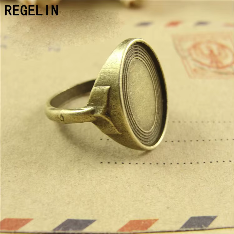 REGELIN-Bague en bronze antique de style vintage, base de cabochon, taille intérieure 18x13mm, convi
