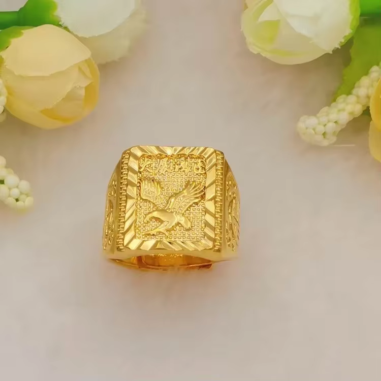 Bague d'aigle pour homme Uxury 100% or véritable 24 carats, taille ajustable, symbole d'ambition et 