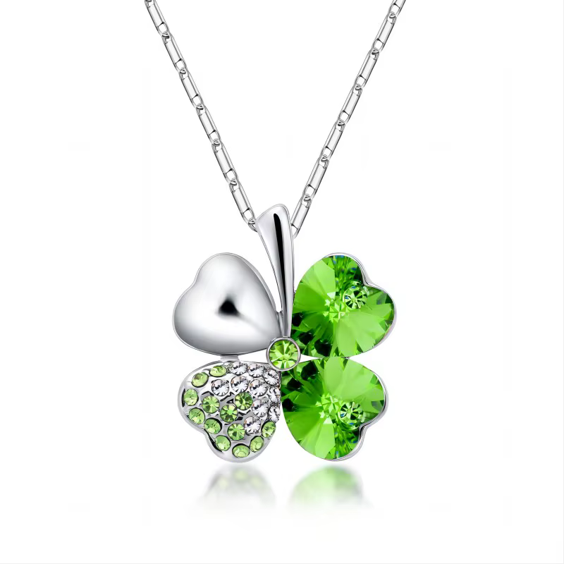 Cristal 4 feuilles trèfle pendentif colliers amant cadeau d'anniversaire qualité mode bijoux livrais