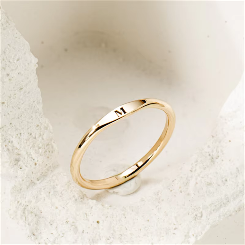 Bague lettre personnalisée en argent 925 pour femme, nom personnalisé, or 14 carats rempli, bijoux i