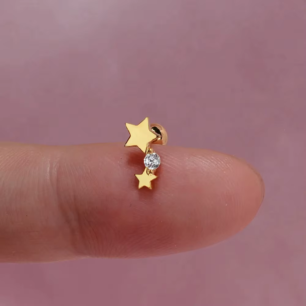 Boucle d'oreille piercing en acier inoxydable pour femme, boucle d'oreille en cristal, petit goujon 