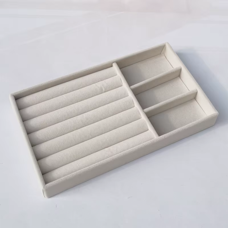 Plateau à bijoux en velours, présentoir de bijoux empilable, boîte de rangement Portable pour bagues