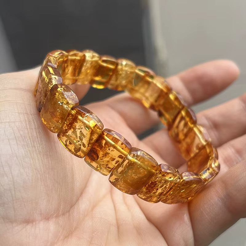 Bracelet et jonc en ambre floral naturel pour femme, bijoux haut de gamme faits à la main, nouveaux,