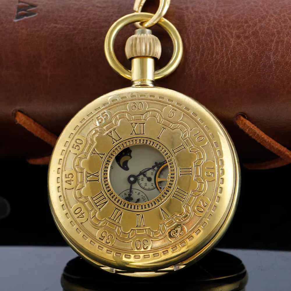 Montre de poche mécanique Antique de luxe, Tourbillon, Phase de lune, Steampunk, rétro, Signal analo