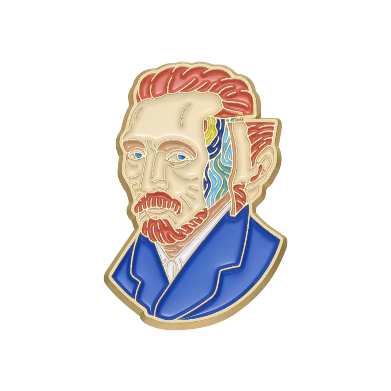 Broche en émail Van Gogh, sculpture en plâtre créative, insigne de peinture à l'huile de coupe, broc