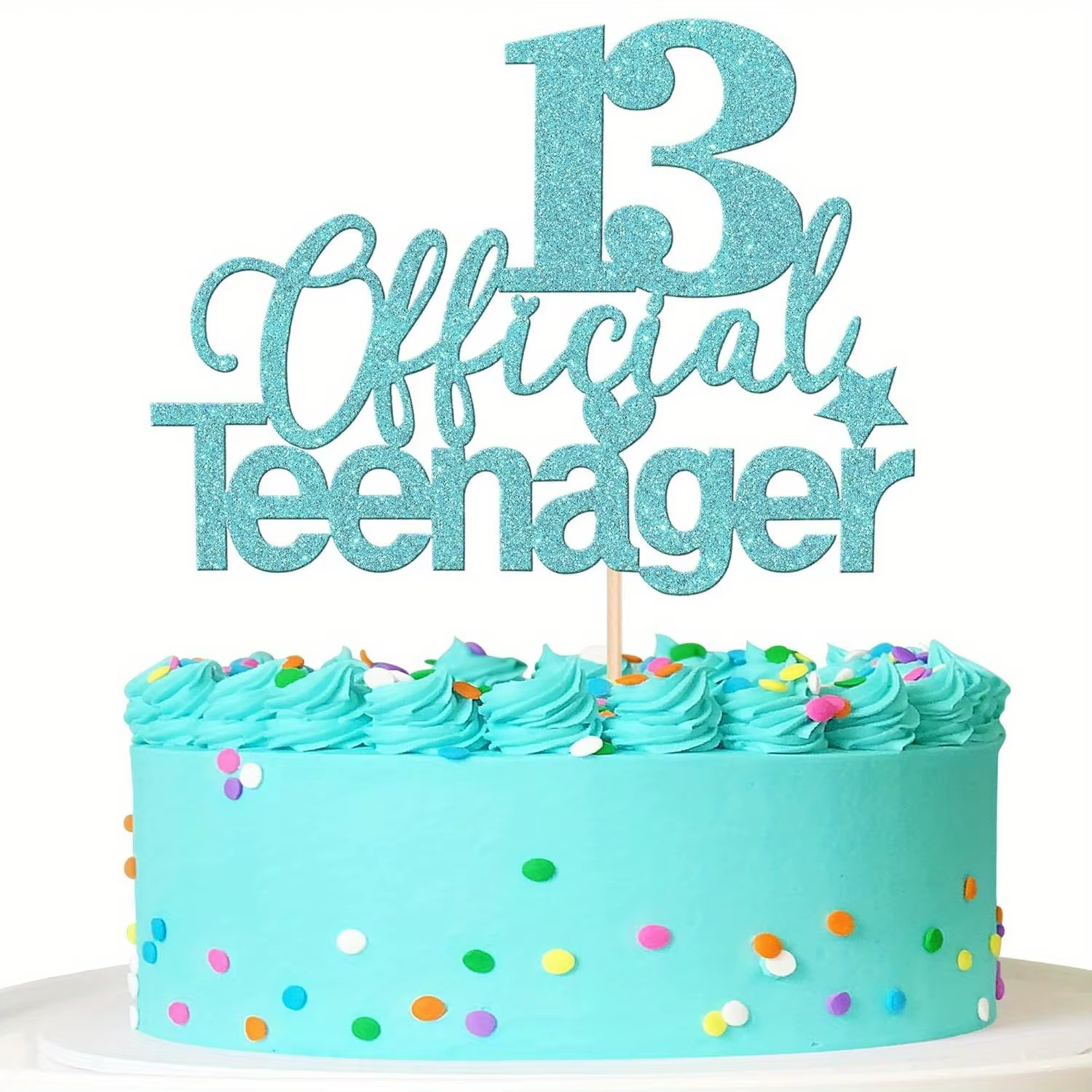 Décoration de gâteau pour 13e anniversaire, 1 pièce, décor de gâteau scintillant pour adolescent, po