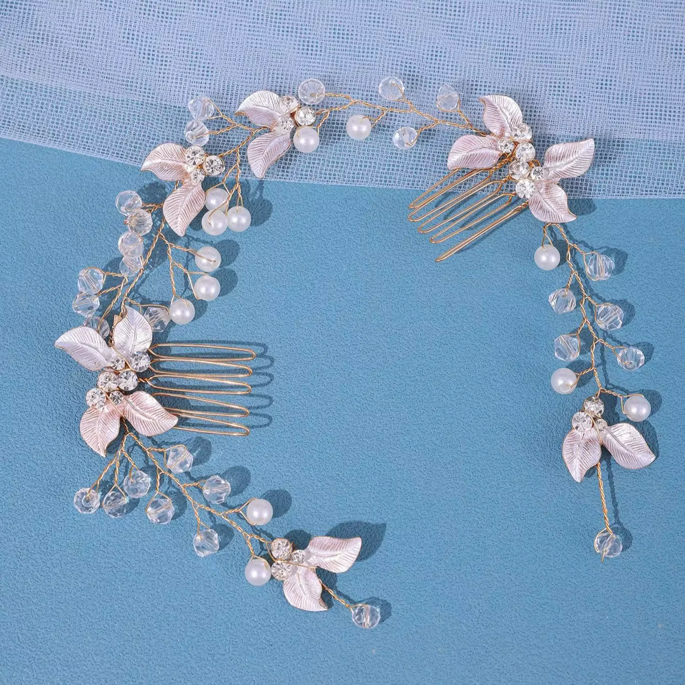 Peigne à Fleurs pour Femmes, Accessoires de Cheveux de Mariage, Pince à Cheveux en Forme de Mariée, 