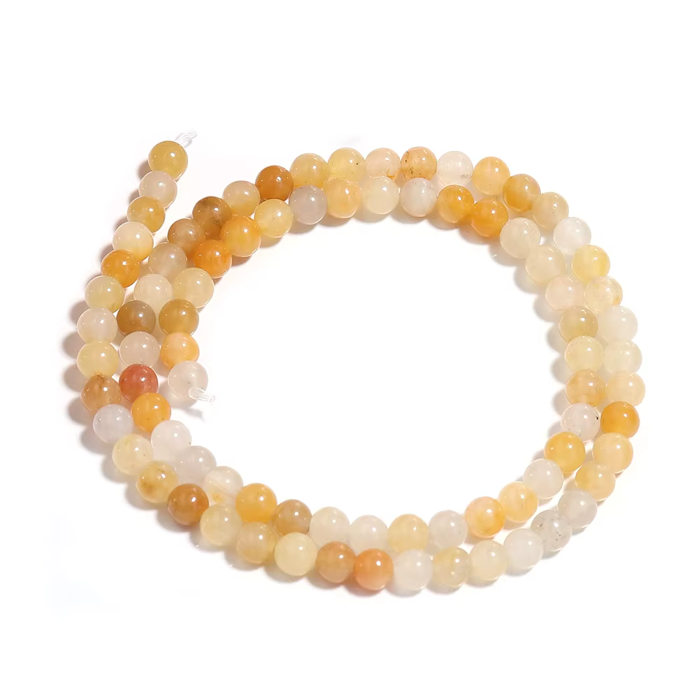 Louleur 1 brin perles en pierre naturelle Aventurine jaune perles de Jade pour bracelet à bricoler s