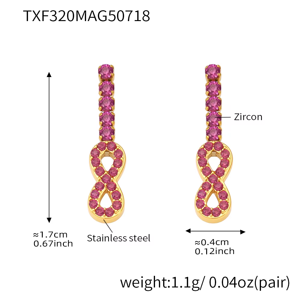 Luxe bleu rose Zircon collier Bracelet boucles d'oreilles pour femmes plaqué or 18 carats en acier i