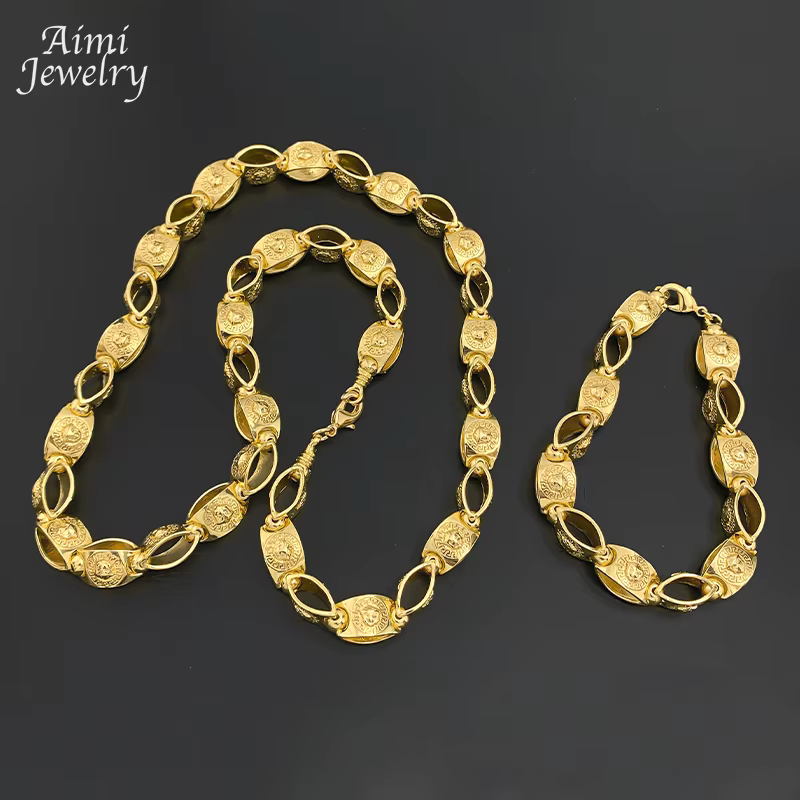 Original Hip Hop longue chaîne doré tour de cou Top qualité 18K plaqué or ensemble de bijoux collier