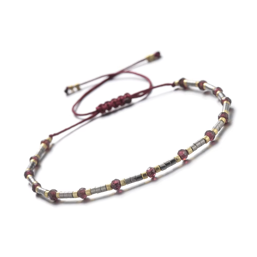 Pierre naturelle Tourmaline rose Lapis améthyste grenat cornaline et perles de rocaille Bracelets ré