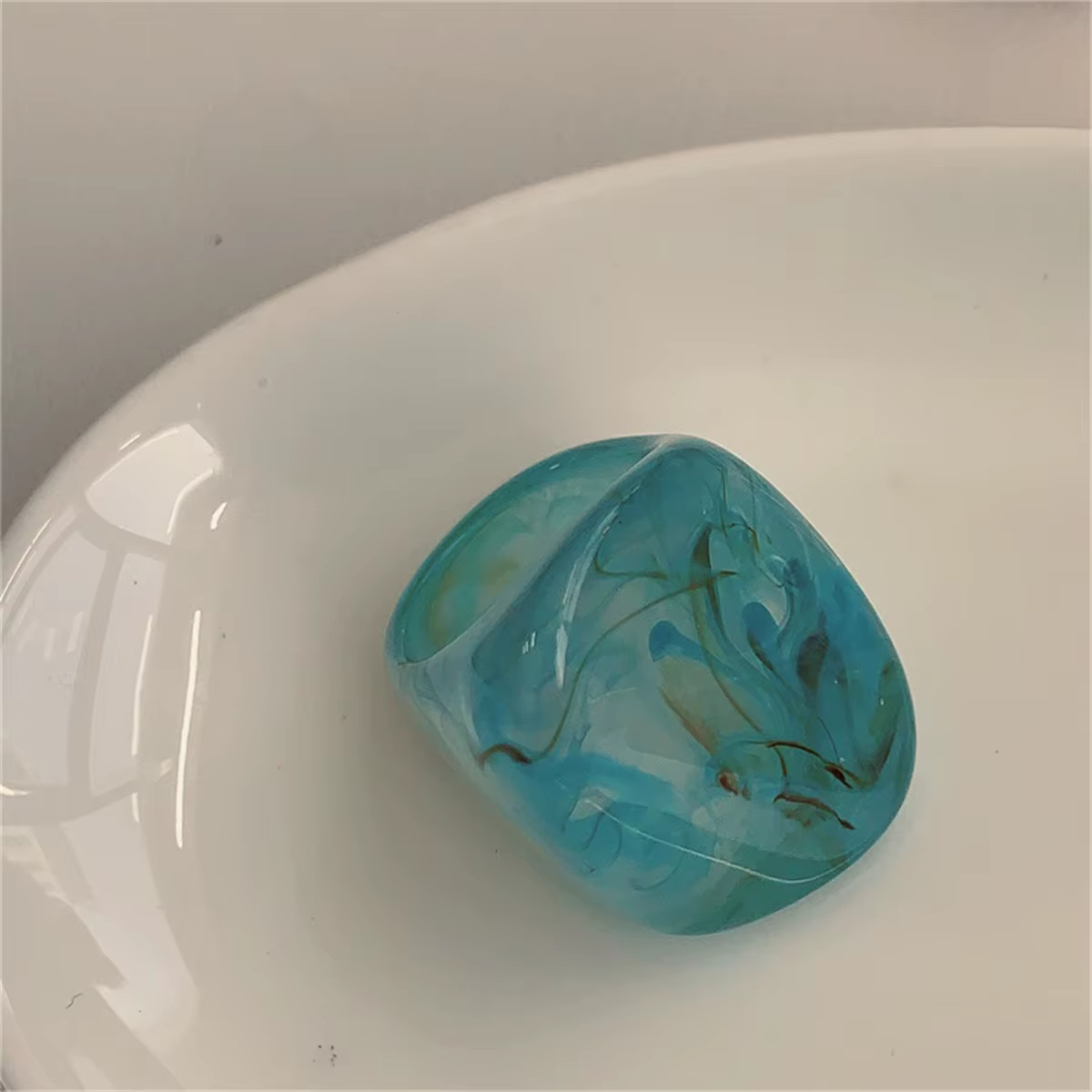 Bagues colorées en résine transparente vintage coréenne pour femmes, bijoux acryliques chics, bague 